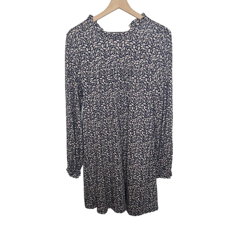 BODEN Women's 10R Long Sleeve Belted Shift Ditsy Floral Dress Beige Black Retro